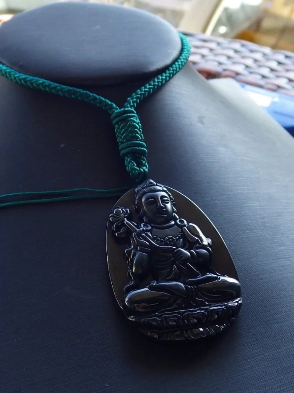 Certified Black Dark Green Natural A Jade jadeite Guanyin Kwan Yin Pendant